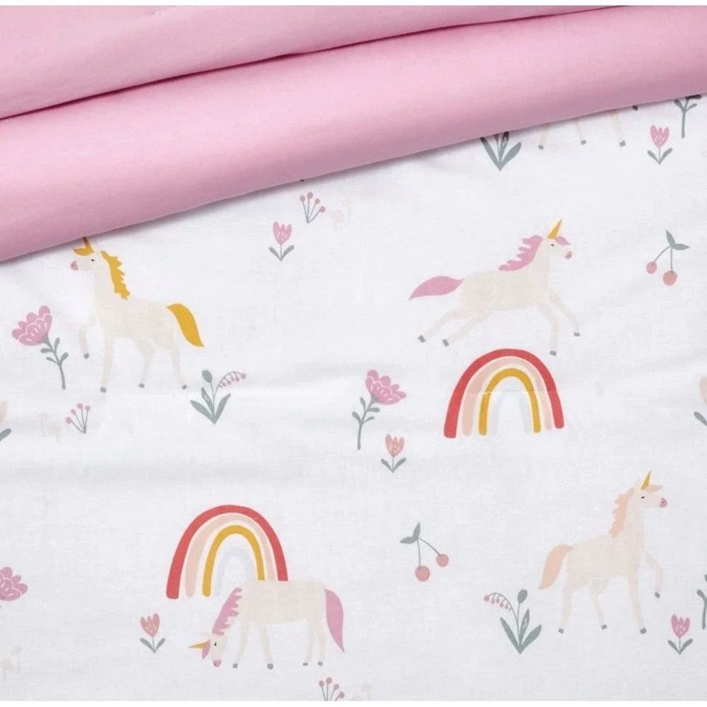 Twin Unicorn Kids' Comforter Set Rainbow Pattern - by Pillowfort 88in x 66in
